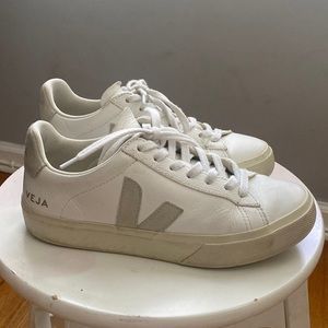 Taupe and White Veja Esplar Sneakers